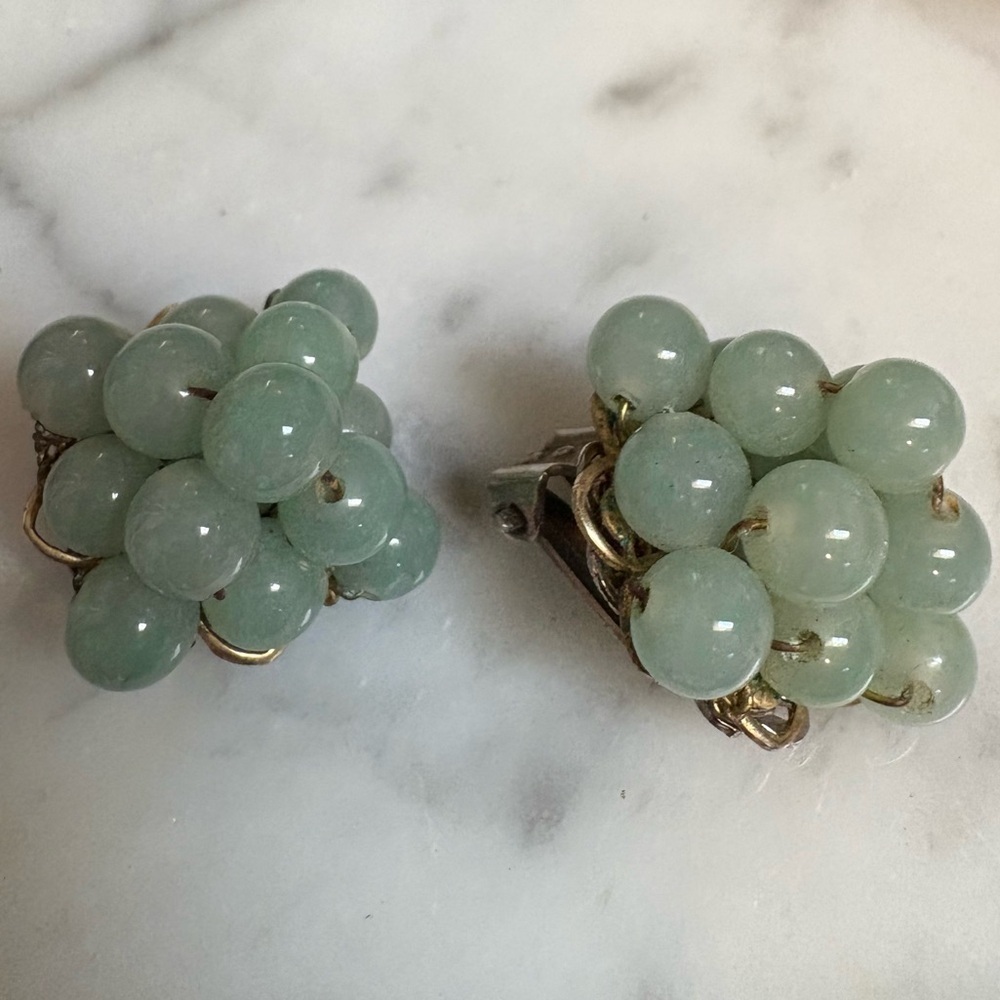 Vintage Green Cluster Earrings - Picture 4 of 16